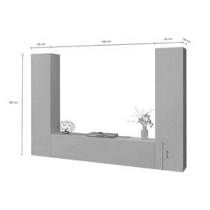 Parete attrezzata Giordano, Set salotto porta TV a 3 ante, Mobile soggiorno multiuso, 100% Made in Italy, cm 260x30h180, Antracite