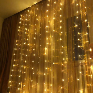 conjunto de luces de cortina con 400 luces led blanco cálido con control remoto 20 cuerdas