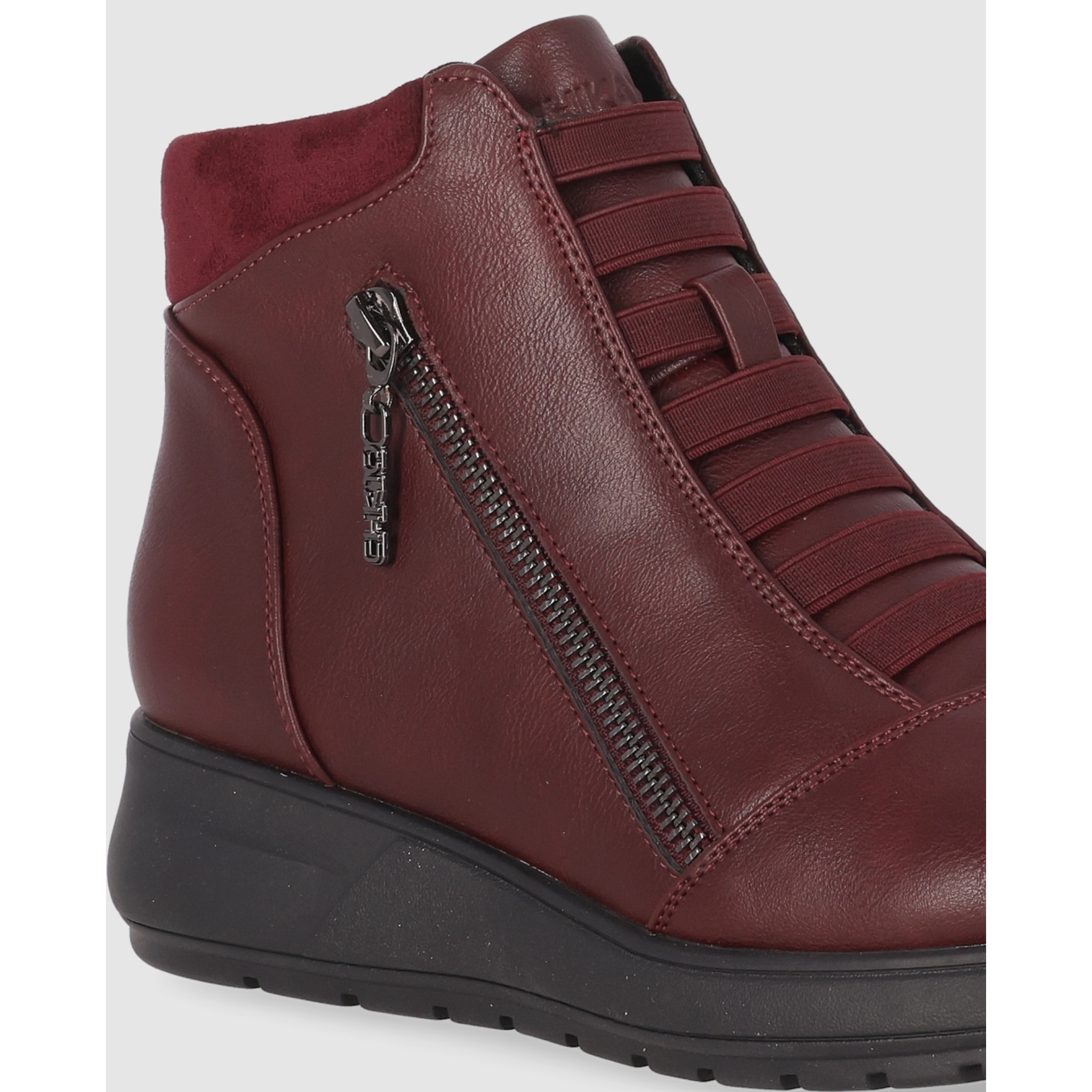 Botines - Vino - Tacón: Bajo