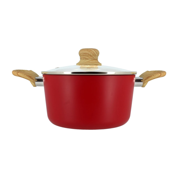 Faitout en revêtement céramique 20cm rouge - tous feux COLORAMA