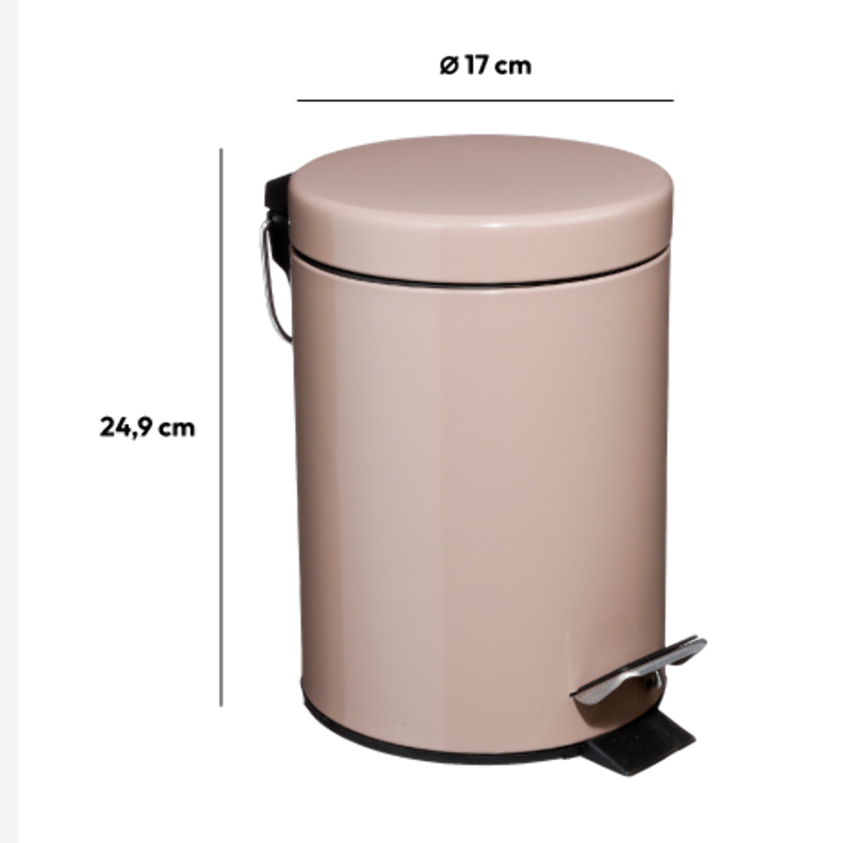 Poubelle ronde métal 3L Taupe Colorama