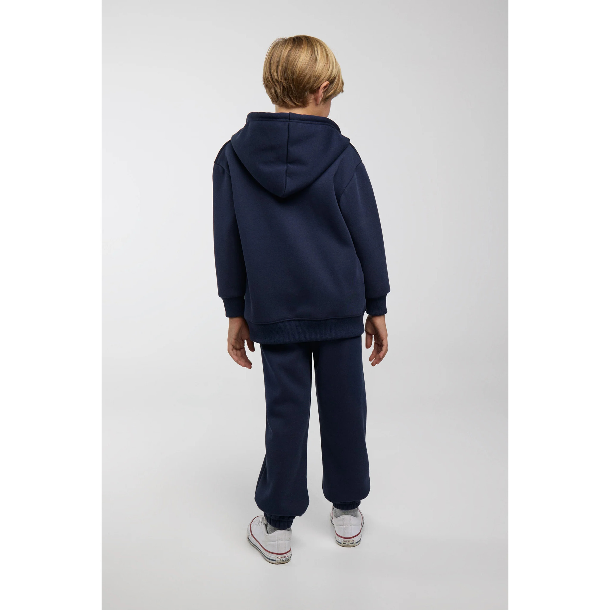 Chándal deportivo de niño afelpado chaqueta y jogger ancho marino