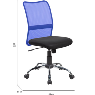 Sedia da ufficio Bomaderry, Sedia operativa a rete, Seduta ergonomica da ufficio, 57x46h90/100 cm, Nero e Blu