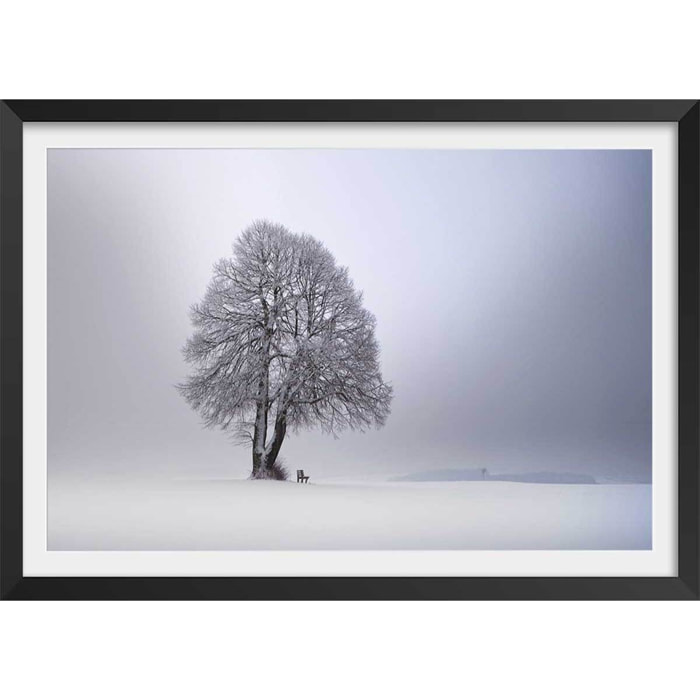 Affiche paysage Lumière d' hiver Affiche + cadre en bois - Noir