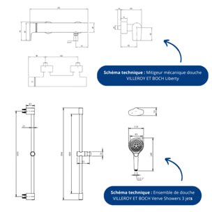 Mitigeur mécanique douche Liberty Chrome + Ensemble de douche Verve Showers 3 jets Chrome