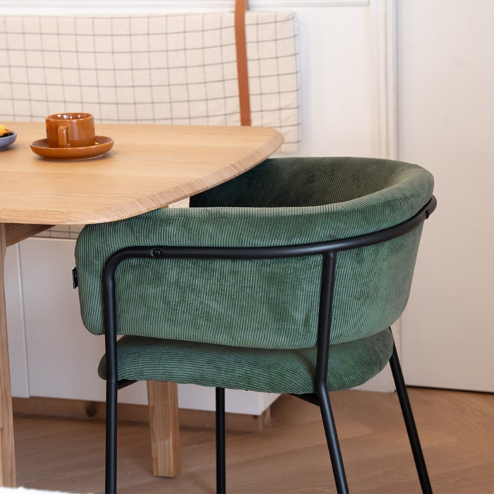 Lot de 2 fauteuils de table en velours côtelé - MALONE