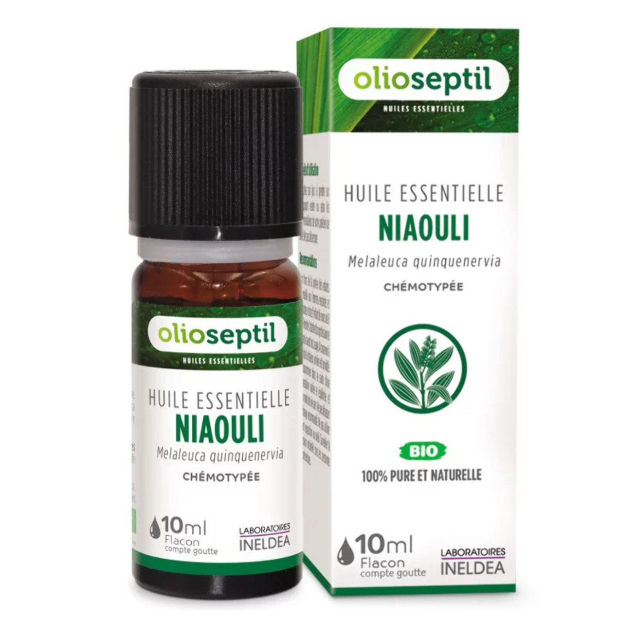 OLIOSEPTIL - Huile essentielle de Niaouli - 100% Pure et naturelle - BIO - HEBBD (biochimiquement et botaniquement définie) - 100% origine naturelle - 2 Flacons 10ml