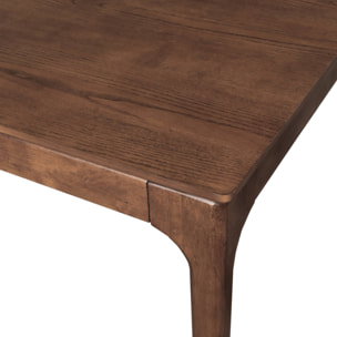 Table à manger rectangulaire extensible bois d'hévéa et placage frêne noyer 6-8 places - 160/210 x 90 x 76 cm - Elena