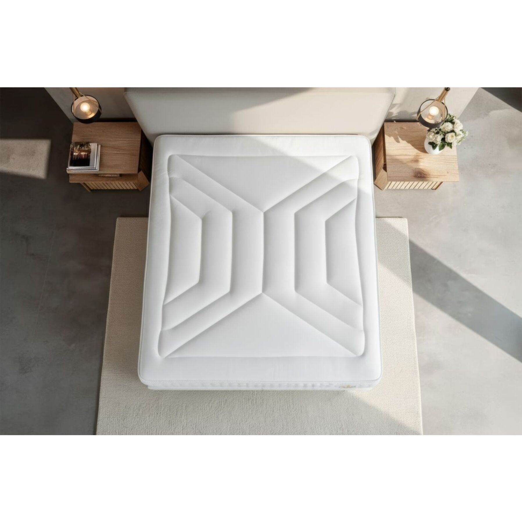 Ensemble Matelas Vingt-Quatre PLUS - 24cm - Ressorts ensachés et mémoire de forme - Confort hôtelier - Sommier Tapissier Blanc