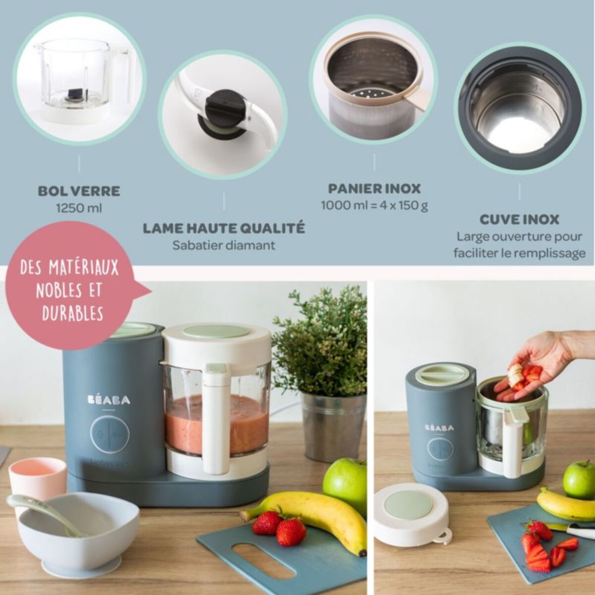 Mixeur Cuiseur Bébé BEABA Babycook Neo Gris Mineral