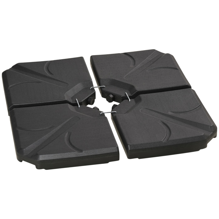 Base para Sombrilla de 4 Piezas Soporte para Parasol Rellenable con Arena 72 kg o Agua 56 kg para Jardín Patio Terraza Negro