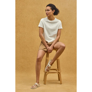 Maglietta crema a maniche corte con brillantini Polo Club