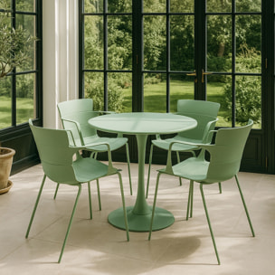 Lot de 4 fauteuils de table vert en polypropylène et métal  MONTAUK