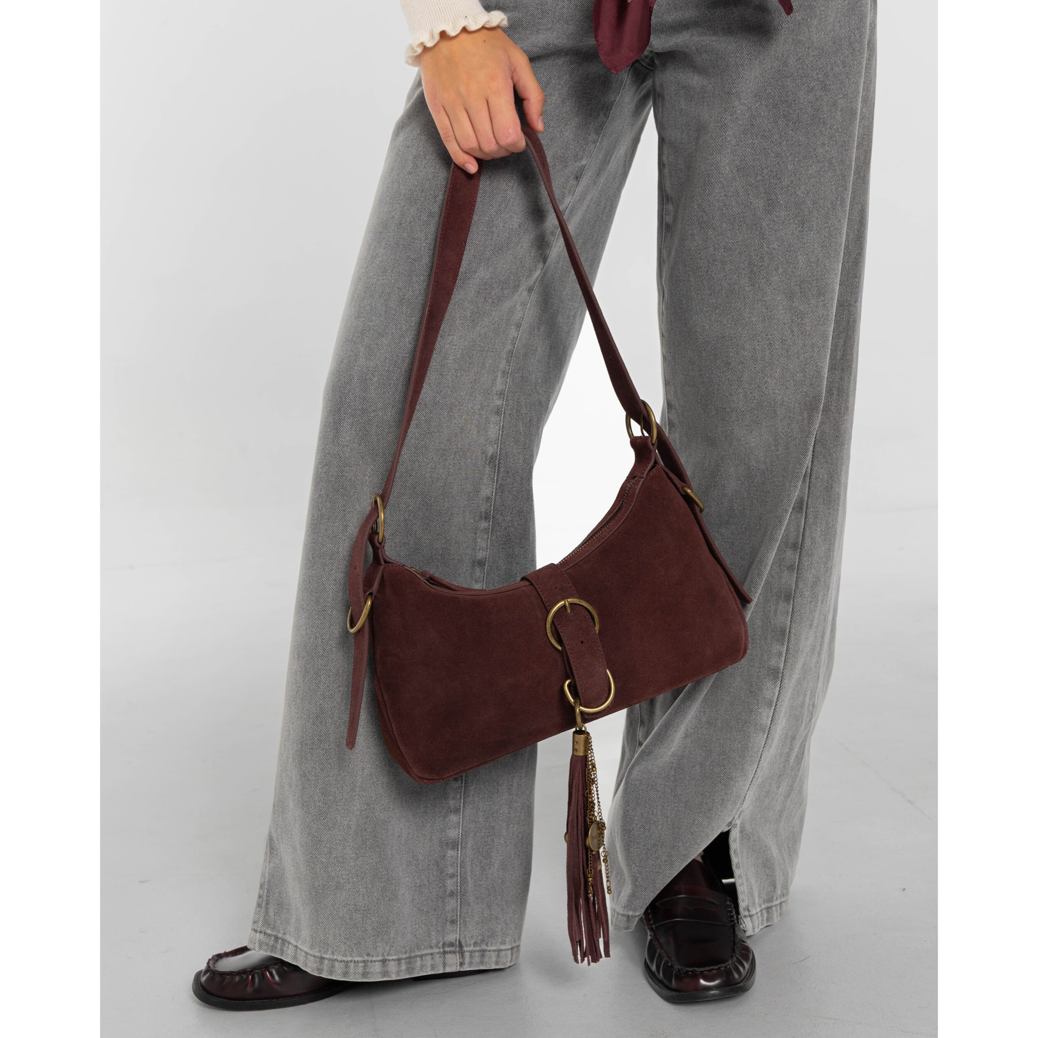 Bolso hobo de piel con asa fija