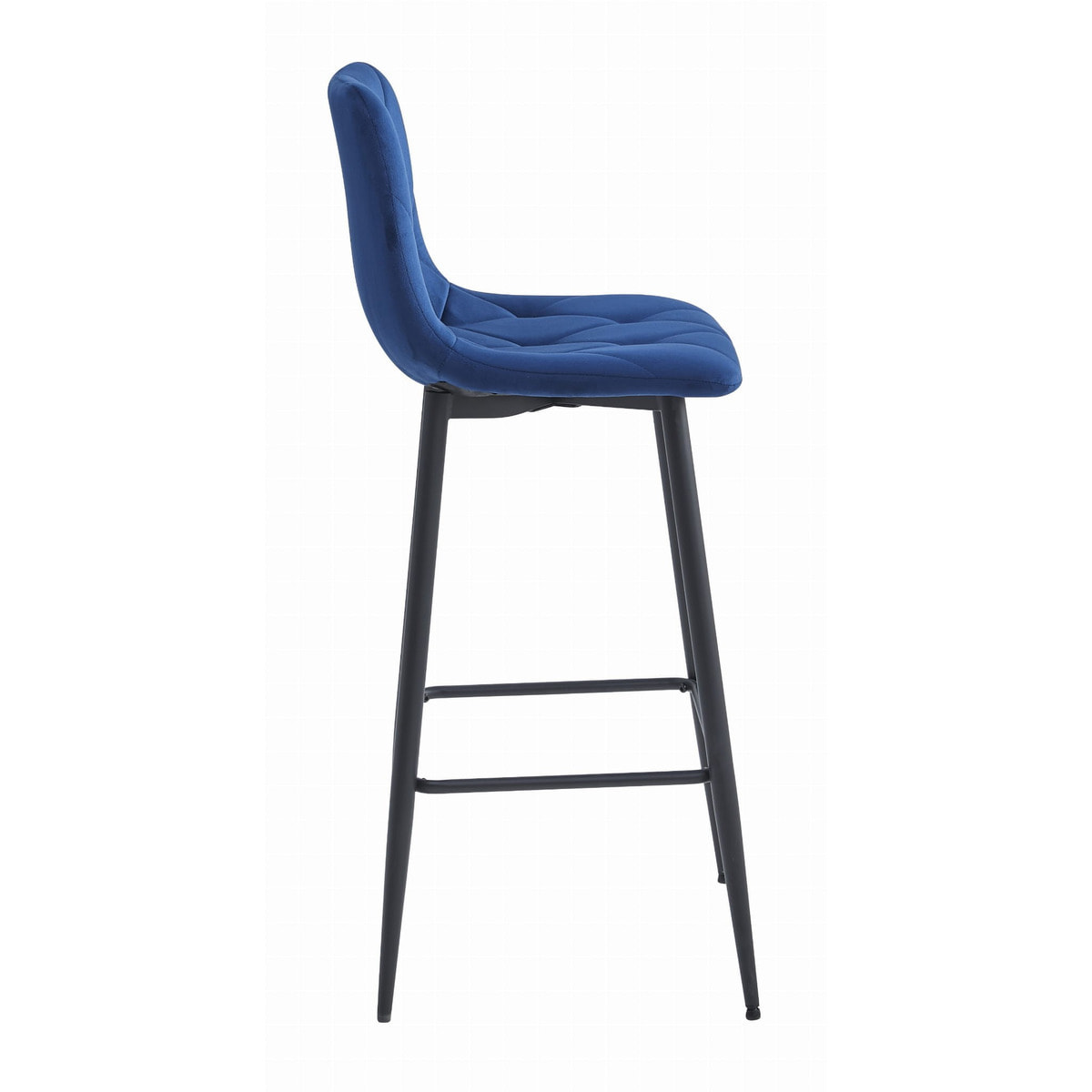 Sgabello bar NADO in velluto blu e gambe nere