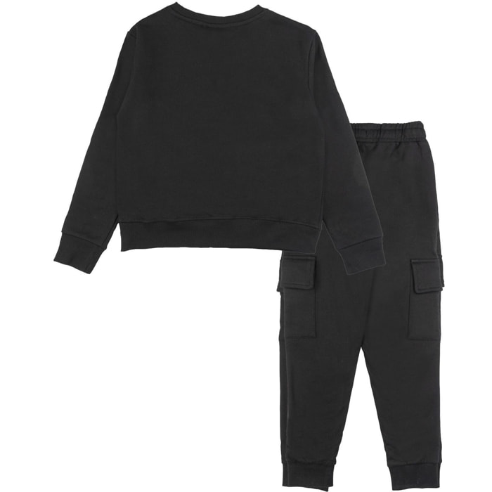 Chándal de invierno para niña Leone 1947 Nature, cuello redondo y pantalón cargo