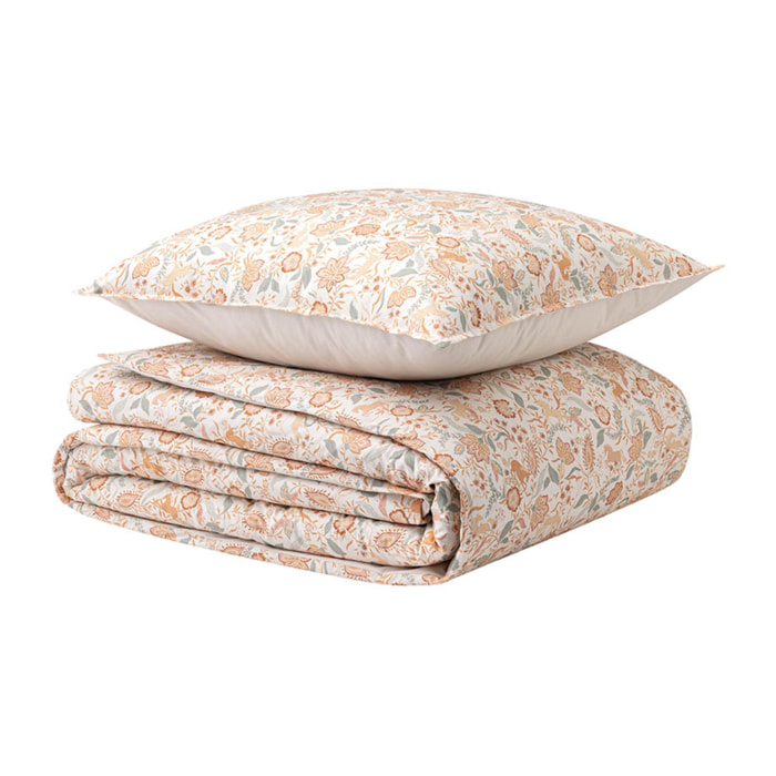 Parure de lit Housse de couette + taie carrée en percale de coton, ALLURE, Multicolore