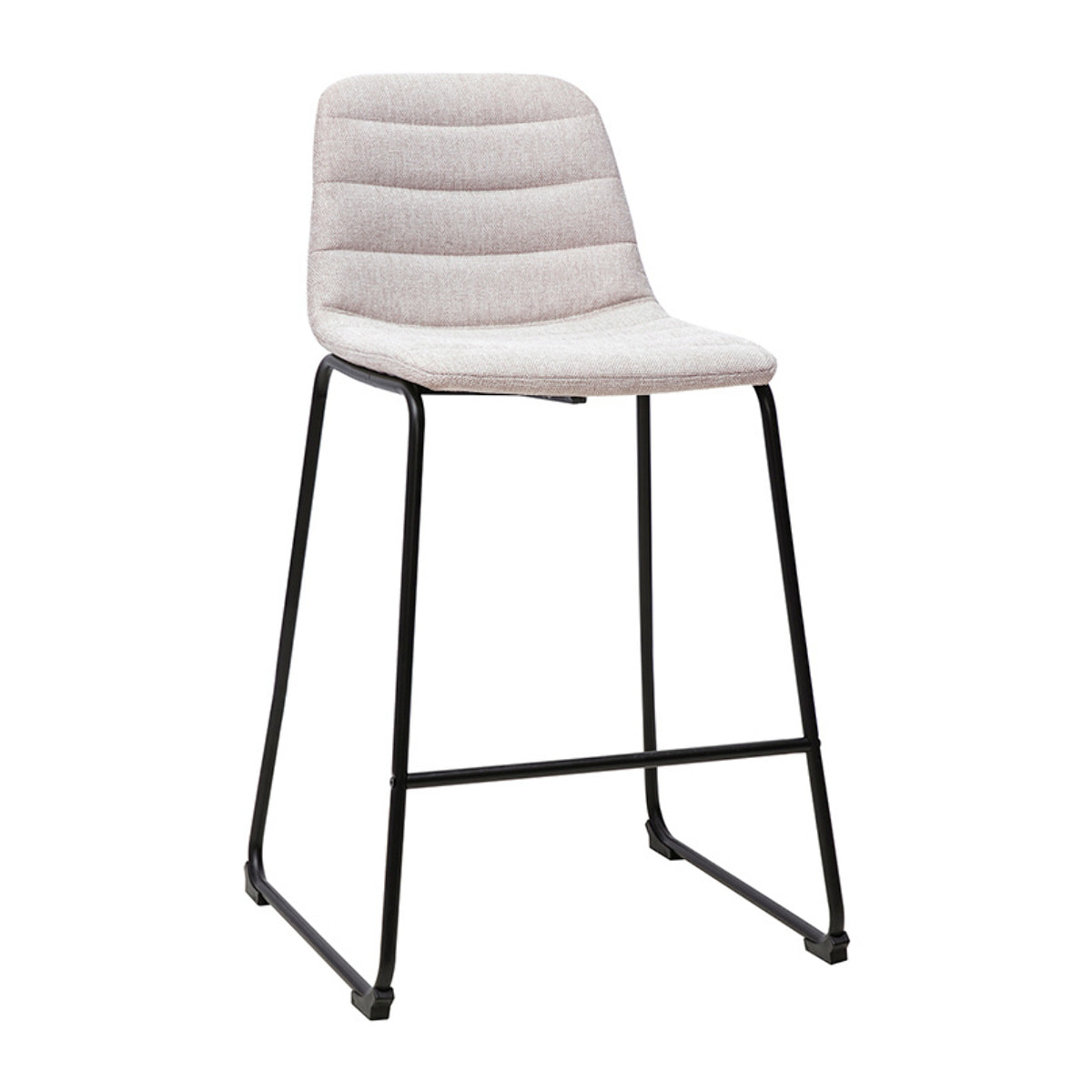 Tabourets de bar en tissu effet velours texturé beige et métal H64 cm (lot de 2) SAURY