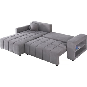 Canapé d'angle convertible tissu chenille 3 places - "Trocadero" - Gris