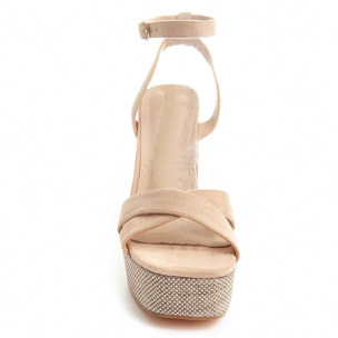 Sandalias De Tacón - Beige - Altura: 13 cm