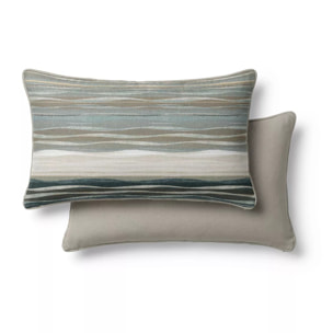 Lot de 2 taies satin de coton imprimé bleu vert Strates ecume