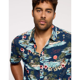 Camisa Manga Corta Azul Marino - Cashito