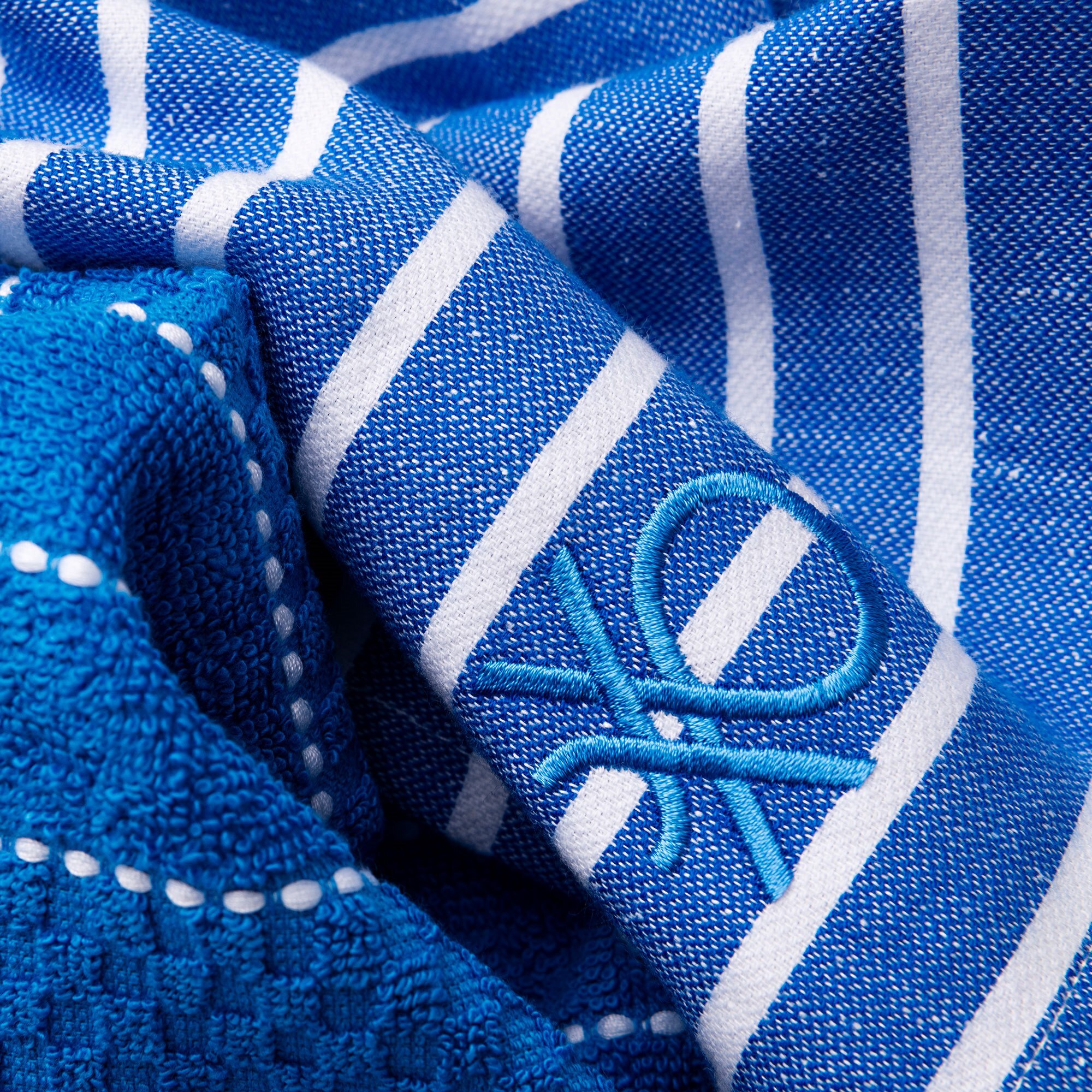Set textil de cocina de 12 piezas 100% algodón, 4 paños 50x50cm + 8 servilletas, reutilizables y absorbentes, color azul
