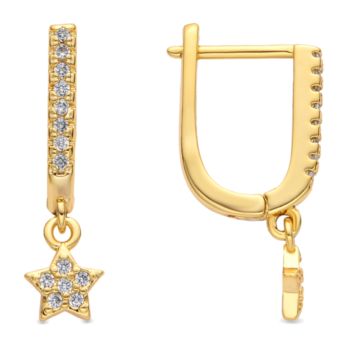 Pendientes acabado oro amarillo de 18k y Circonita Brillante