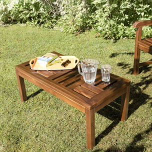 HANNA - Table basse de jardin rectangulaire 100 x 50 cm en bois teck huilé