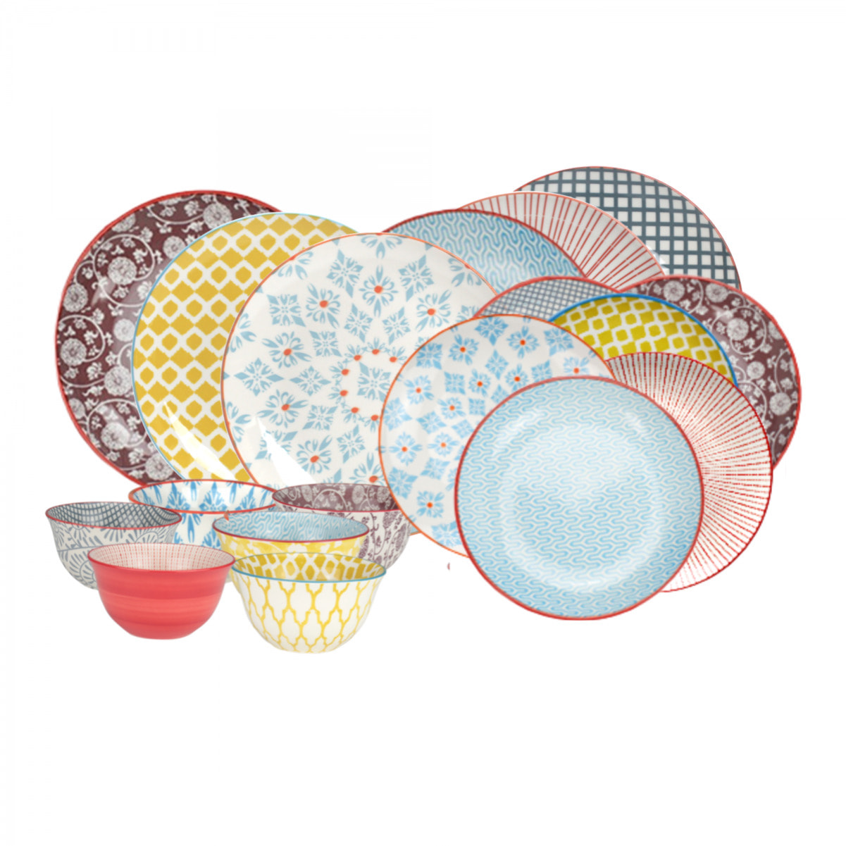 Service de 18 assiettes et bols design 1, SABAE