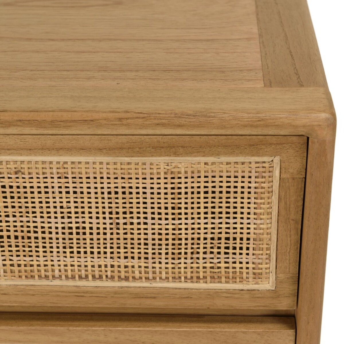 AMY - Commode 4 tiroirs 90cm en bois de mindi et rotin naturel