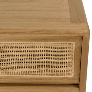 AMY - Commode 4 tiroirs 90cm en bois de mindi et rotin naturel