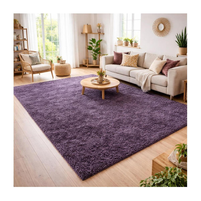 Tapis poils longs shaggy tissé motif uni ZASIVE