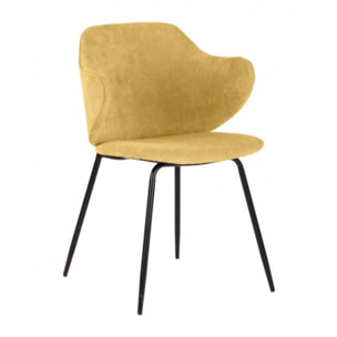 Chaise en tissu chiné, accoudoirs & pieds métal - OLIVER