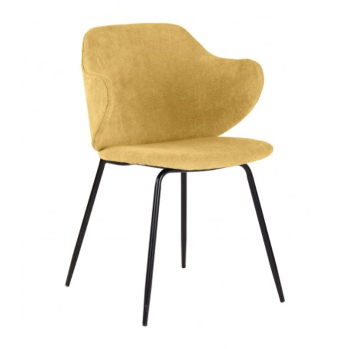 Chaise en tissu chiné, accoudoirs & pieds métal - OLIVER