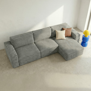 Canapé d'angle convertible 5 places en velours côtelé - HARPER