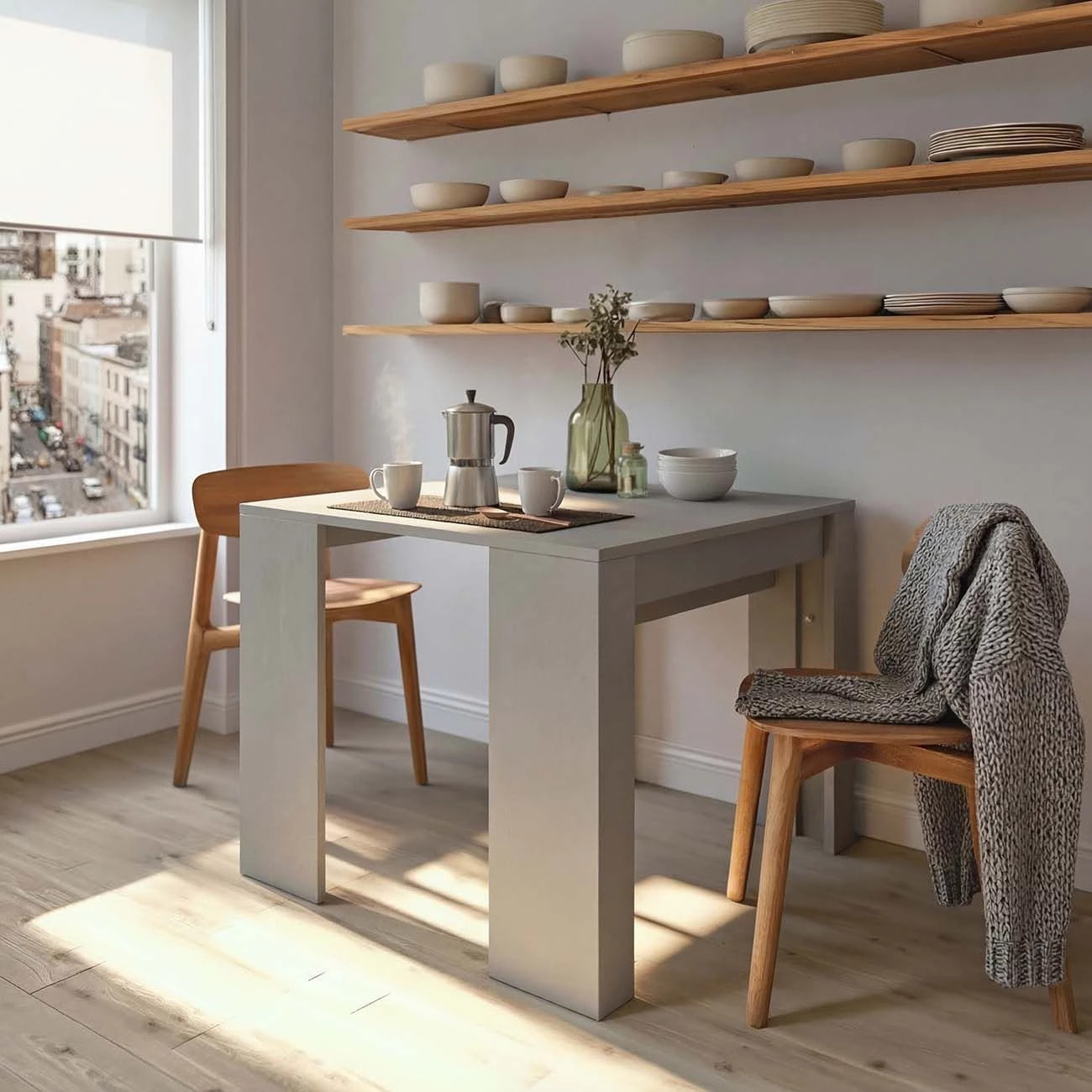 Mesa consola extensible en cemento 50-235x90 cm Denis Cemento