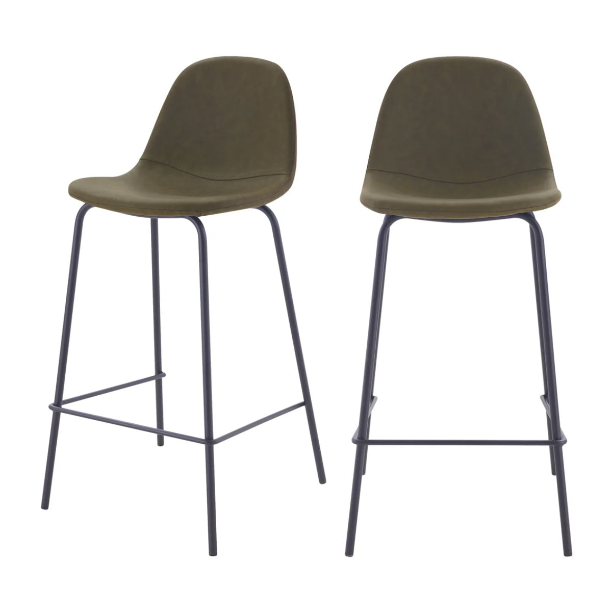 Lot de 2 chaises pour îlot central 65 cm en cuir synthétique kaki - Henrik