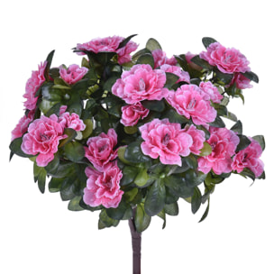 Cespuglio Azalea Composto Da 7 Rami. Altezza 38 Cm - Pezzi 2 - 26X38X26cm - Colore: Rosa - Bianchi Dino - Fiori Artificiali