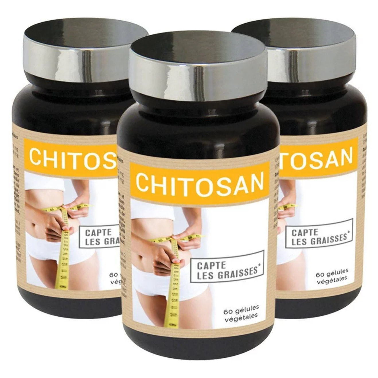 NUTRIEXPERT - CHITOSAN - Absorbe Sucres et Graisses - Réduit l'appétit - Favorise l'amincissement - Gélules végétales - Lot de 3 produits