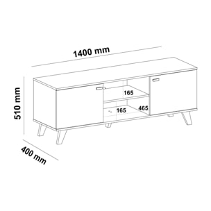 Mueble TV TURQUÍA - 2 puertas y 1 estante - nogal y blanco - 140x40x51cm