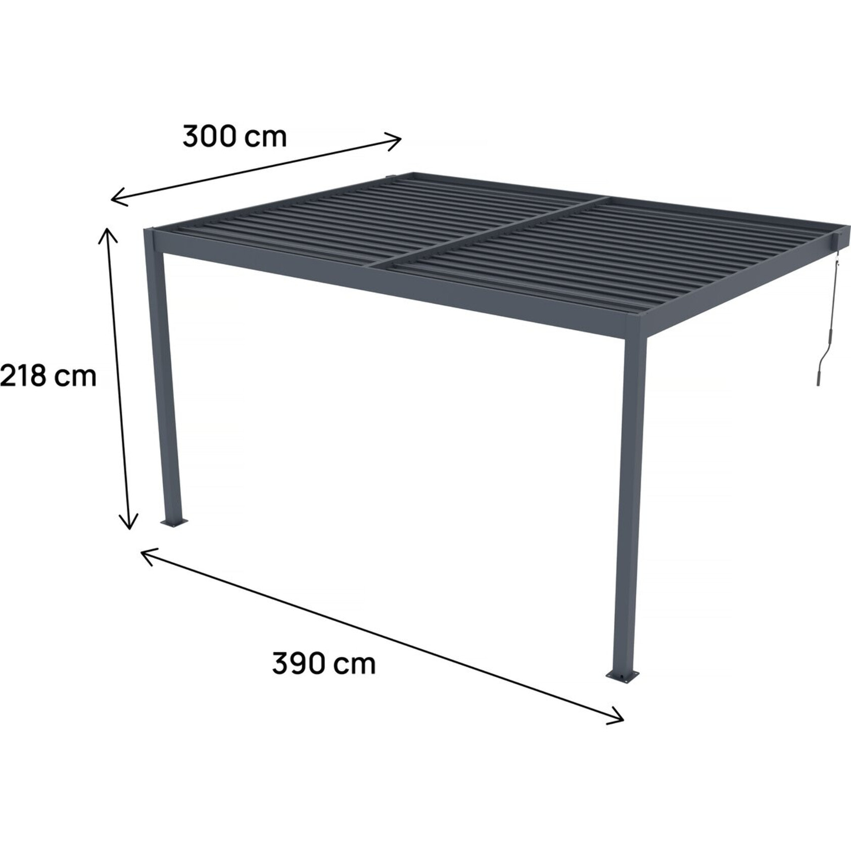 Pergola adossée en aluminium "Windsor" - Gris anthracite - 3 x 4 m