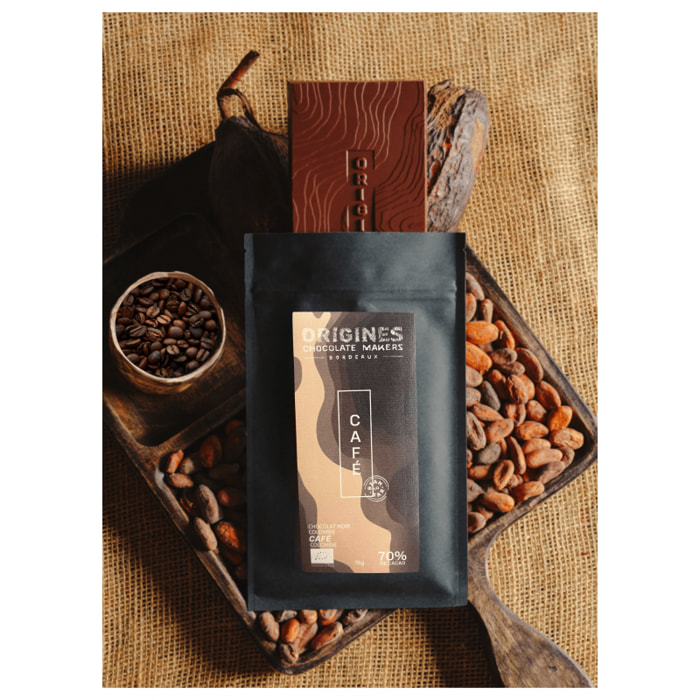 Tablette de Chocolat Noir 70% au Café Bio - Bean To Bar - 75g