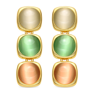 Pendientes con Ojo de Gato Multicolor acabado oro 18k