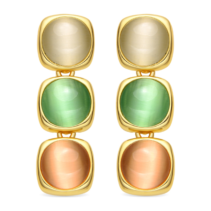 Pendientes con Ojo de Gato Multicolor acabado oro 18k