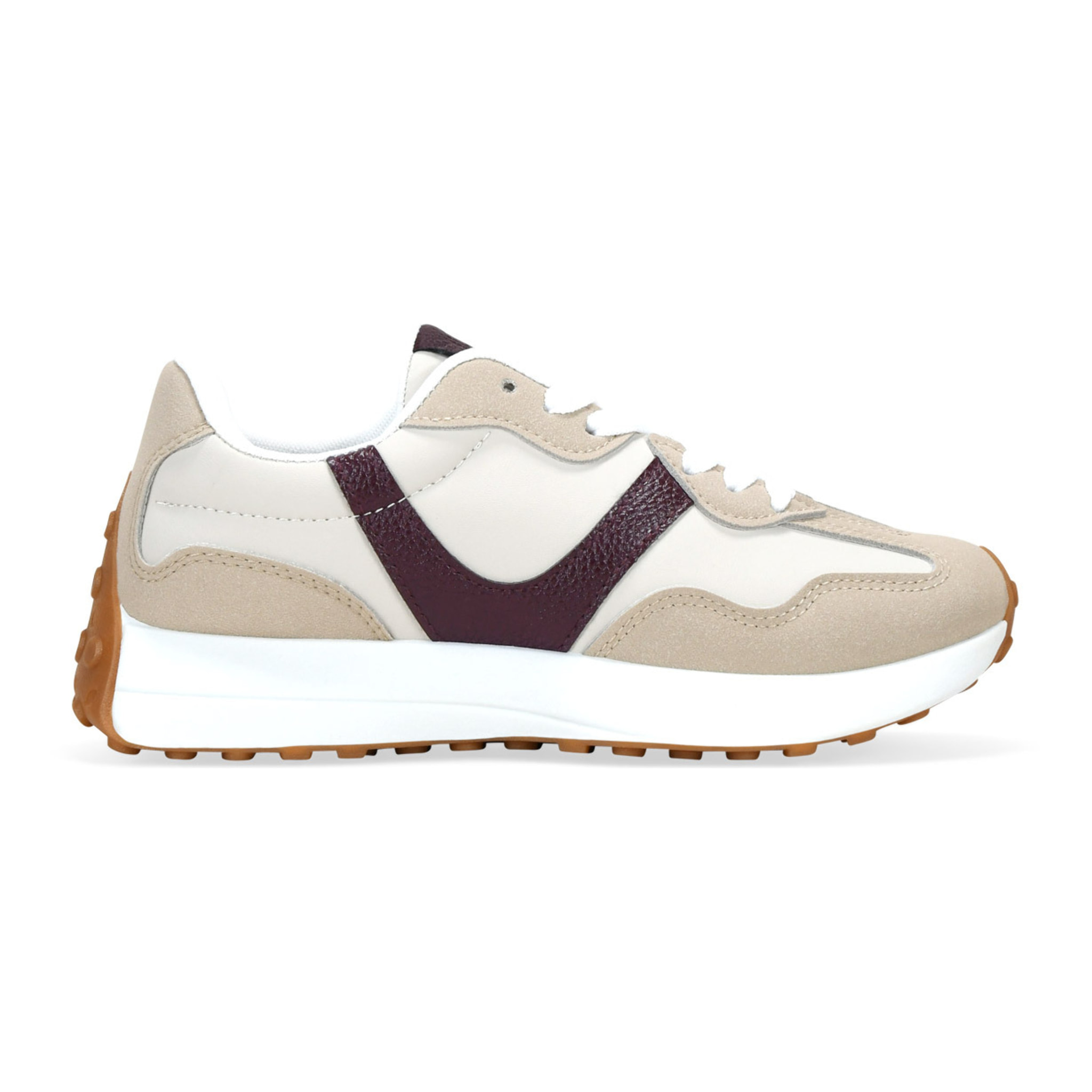 Zapatillas deportivas beige con cordones