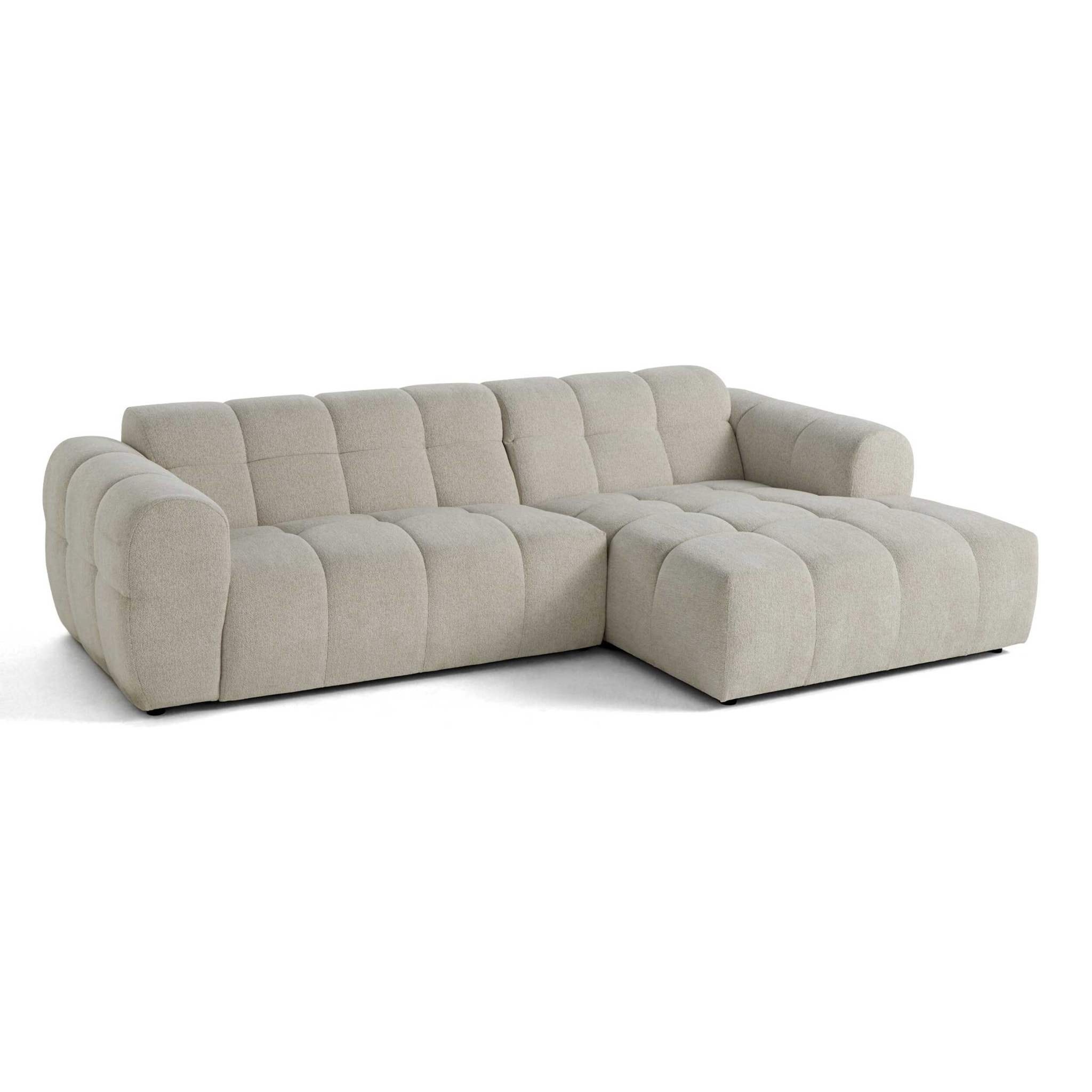 Ray - canapé d'angle droit - 4 places - en tissu texturé - Beige