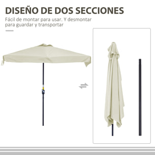 Sombrilla Rectangular 230x130x249 cm Parasol para Pared Media Sombrilla con Manivela Protección UV Impermeable Sombrilla para Balcón Terraza Jardín Crema