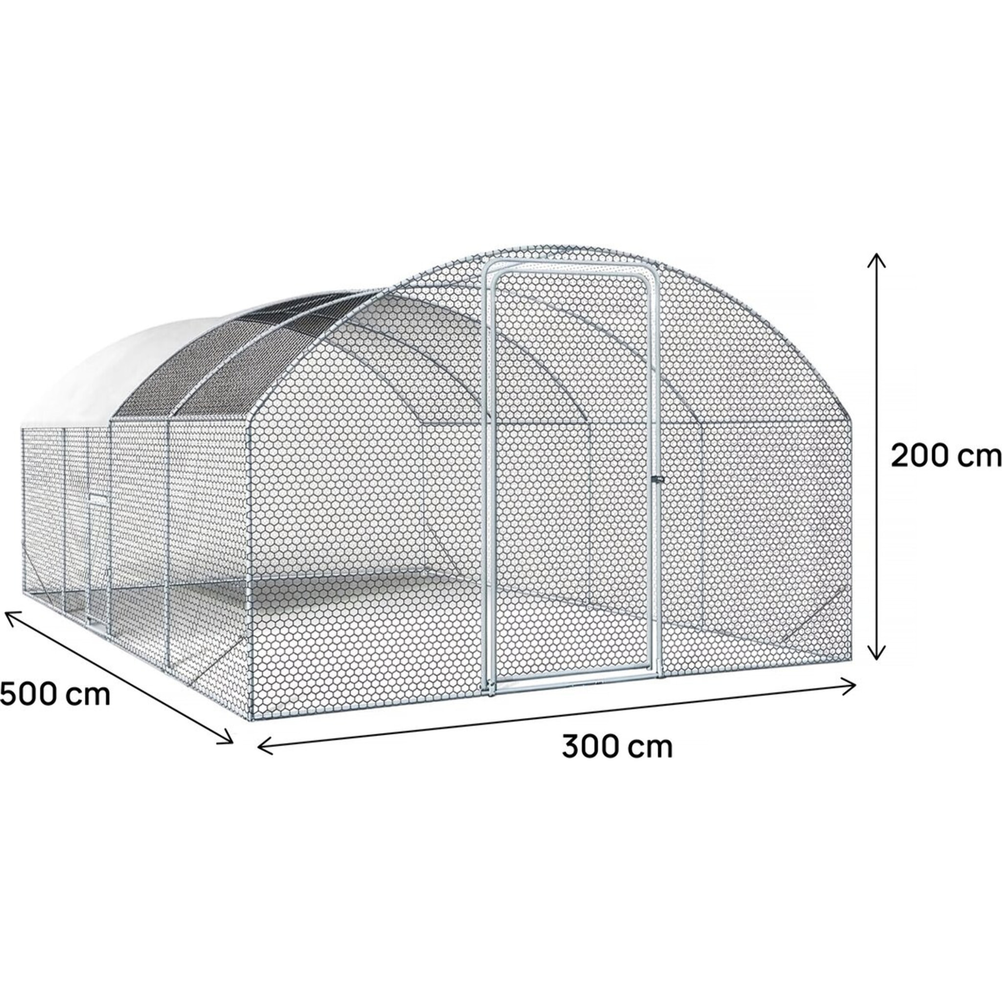 Enclos à poules dôme 15 m² parc grillagé "Cocorico" - 5 x 3 m - acier galvanisé