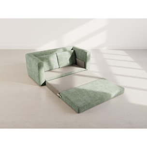 Marilia - Canapé 2 places convertible déplimousse en velours texturé - Vert